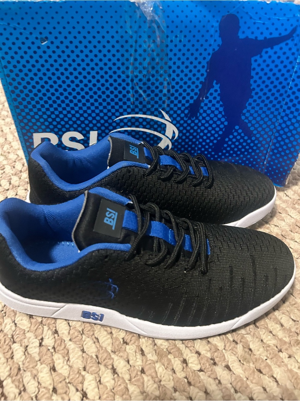 New bowling shoes. BSI Black & Royal Blue Lightweight Sneakers